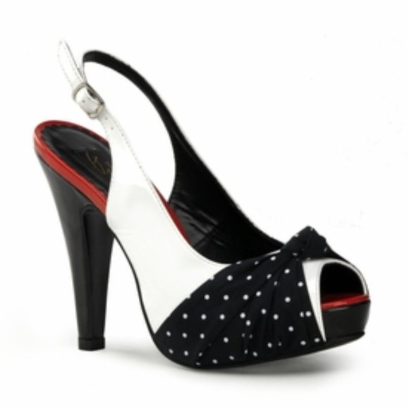 Pin Up Couture Bettie 09 Platform Slingback Peep Toe Heels - Picture 2 of 13
